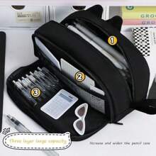 MSLSOZ Large Capacity Pencil Case Black Color, Cat Pencil Case,Pencil Pouch,Pen Bags Organizer For Office College School,Pencil Pouch For Girls Boys,Back To School,School Supplies