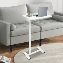 Bedside Table, Adjustable Hospital & Home Use Bed Table Rolling Laptop Table - White - View 11