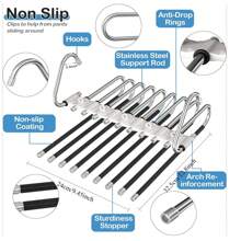 9 Layers Pants Hangers Space Saving, 2 Packs Multifunctional Pants Rack Stainless Steel Closet Organizer For Pants Jeans Leggings Trousers, Antiquewhite