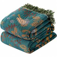 Boho Throw Blanket For Bed 100% Cotton Ultra Soft Rustic Quilt Summer Blanket Bird Floral Printed Farmhouse Decor Large Bed Blankets,80"*90" All Season Rustic Throw For Sofa Couch Chair - Geometric-c - View 9