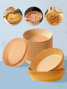 25/50/100/300pcs Circular Air Fryer Paper, Disposable Non-Stick Oil-Proof Pad For Food, Barbecue, Fried Chicken, Home Baking