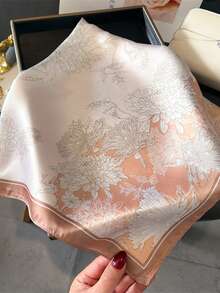 1pc Elegant Floral Print Scarf, Breathable Sunscreen, Multi-Use, 27.5inch, Suitable For Daily Wear, Outing, Travel, Photography, Leisure, Party, Gift, Fashion Accessory, Spring/Summer