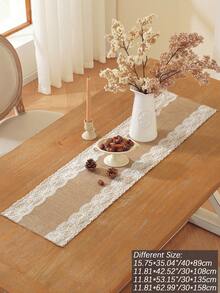 ABEST6522 Home&Living store 1 件复古简约亚麻桌旗，优雅蕾丝花边，适用于厨房、餐桌、家居装饰、日常家庭聚会、节日、派对、婚礼 - 彩色 - 查看 6