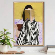 1pc Modern Oil Painting Poster With Warm Tones & Striped Clothing, For Living Room, Bedroom, Office, Cafe, Bar, Patio, Holiday Birthday Gift, Wall Art Decor, Flat, Perfect For Room Decor,No Frame