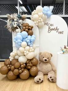 Set de 115 piezas de globos en colores marrón, beige y azul para arco de globos, decoración de cumpleaños, boda, compromiso, bautizo, revelación de sexo y otras fiestas