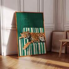 1pc Nghệ thuật treo tường Sleepy Leopard Paicure Cheetah Prints Emerald Green Modern Posters Trang trí tối đa cho phòng ngủ, phòng khách hoặc phòng làm việc Trang trí phòng Unframed - Nhiều màu - Xem 1