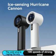 Rechargeable Handheld Turbo Fan, 9m/S High-Speed Airflow, 100 Speed Adjustable, USB Charging Portable Fan For Indoor & Outdoor Use, ABS Material, With Power Cord, Wearable Design, Button Control