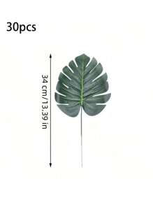 10/20 pièces 33,9 cm Fausses feuilles de palmier tropical avec tiges, plante tropicale artificielle, imitation de feuilles de Monstera, décorations de fête hawaïenne luau, Saint-Valentin, cadeau