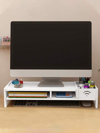 1 pezzo Supporto rialzato per monitor del computer con cassetto, organizzatore multifunzionale, supporto da scrivania per laptop, supporto elevato per monitor da desktop con cassetto