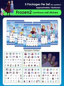 Disney Disney Cartoon Sticker Girls' Nightglow Nail Stickers Ice And Snow Romance Princess Elsa Nail Stickers Cartoon Sticker Toys, Back To School Gifts