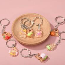 5pcs Random Assortment Of Solid Color & Glow-In-The-Dark Capybara Bear Pendant Keychain, Suitable For Daily Carry And Sharing With Friends/Family Car Accessories Bag Charm