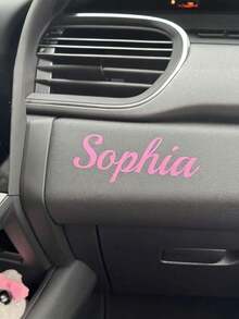 Customized Text Name Sticker For Car Bumper Window And Motorcycle, Matte Finish Personalized Decal For Flat Surfaces, Holographic Waterproof Vinyl Letters For Laptop Truck Helmet And Home Office Decor - Multicolor - View 5
