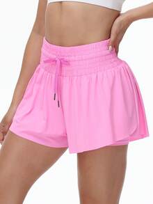 Women's 2-In-1 High Waist Running Shorts With Pocket Drawstring, Lightweight Golf, Tennis, Yoga Shorts, Sweat-Absorbing And Quick-Drying Fitness Skirt Shorts.