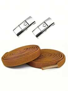 4 pièces Lacets de chaussures de sport ondulés, légers, tressés, de couleur unie, réglables. Comprend 2 lacets + 2 boucles. Lavage à la main. Lacets mous. Boucles à bouton-pression colorées. Attache plate élastique extensible de 8 mm sans lacet