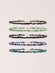 1 colar elegante com contas de pedra natural em formato irregular, adequado para uso diário, festas e férias. Pequenas diferenças na cor, tamanho e formato da pedra natural são normais.
