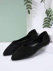 Zapatos Planos Con Punta Fina De Moda,Zapatos Planos Simples Para Mujer, Elegante Estilo Para Verano Al Aire Libre, Zapatos - Negro - Ver 6