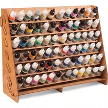 Vallejo Paint Rack Organizer With 72 Holes For Miniature Paint Set Wallmounted Wooden Craft Paint Storage Rack Craft Paint Holder Rack 16x5.2x12.6 Inch Brown - Wooden - View 2