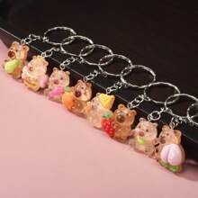 5pcs Random Assortment Of Solid Color & Glow-In-The-Dark Capybara Bear Pendant Keychain, Suitable For Daily Carry And Sharing With Friends/Family Car Accessories Bag Charm