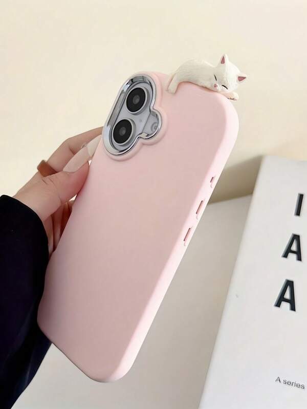 1 قطعة غطاء هاتف معدني بتصميم القطة الكيوت، متوافق مع آيفون 16 برو ماكس/جالاكسي إس 23 إف إي/ريدمي نوت 14/ريلمي 11 5 جي/إنفينيكس سمارت 6، يعرض الشخصية، مقاوم للماء والصدمات ومقاوم للخدش