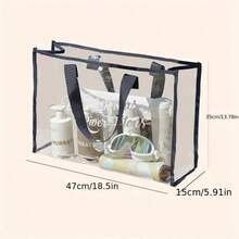 Clear Tote Bag Transparent Large Capacity Handbag For Travel & Concert Beach - Navy - View 3