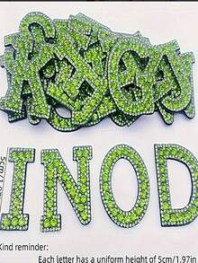 1pc A-Z English Letter, Bright Color, Exquisite, Custom Name, Hand-Stitched Patch, Adhesive Backing, Emblem, 3D Patch, Hat, Jeans, Sticker, Clothes, Bag, Custom Name, DIY Craft, Decorative Accessory - High-End Fashion, Convenient To Use - Green - View 2