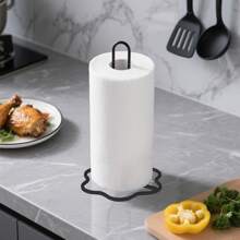 Paper Towel Holder Countertop, Kitchen Paper Towel Stand Holder For Kitchen Organization And Storage, Paper Towel Holders For Standard And Large Size Rolls Tissue Box, Tissue Holder, Napkin Holder, Toilet Paper Holder, Toilet Roll Holder, Wipes Container Kitchen Roll Holder, Paper Towel Holder, Table, Bathroom, Kitchen, (Black1/2pcs)