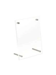 Marco de fotos de acrílico transparente de cristal elegante de 6 pulgadas - Soporte de exhibición transparente y elegante con acentos metálicos para postales, fotos y obras de arte - Decoración perfecta para el escritorio, la oficina