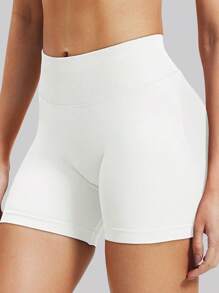 White Shorts,High-Waisted Tummy-Control Shorts,Hidden Scrunch Butt Lifting Skinny Pants,Cycling Shorts Curve,