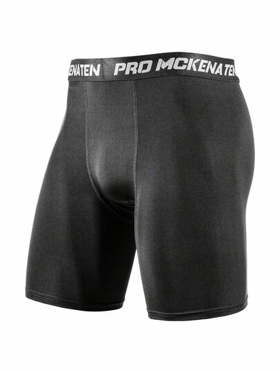 Quần legging thể thao nam, quần đùi, quần tập thể dục co giãn nhanh khô, thích hợp chạy bộ, điền kinh, bóng rổ, màu đen nén, mùa hè.