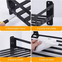 Microwave Shelf Wall Mount, Microwave Wall Shelf, Microwaves Shelfs, Household Commercial Microwave Rack, Heavy Duty Wall Shelfs For Electric Oven Microwave 23.5 X 15 Inch - 黑色 - 查看 4