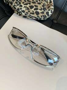 1 Stück Y2K Stil Metallbein mit Hohlelementen Spiegel, modische retrooptische Sportbrille, geeignet für Sommereise, Strand, Party und Valentinstag Geschenk für Sommerurlaub, Outdoor, Reisen