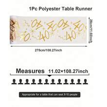 1pc 28*275cm Gold 18, 20,30, 40, 50, 60, 70,80,90 Pattern Polyester Table Runner, 18th 30th 40th 50th 60th 70th Happy Birthday Party Decoration Supplies, Birthday Party Home Room Dining Table Decoration Supplies - Gold - View 14