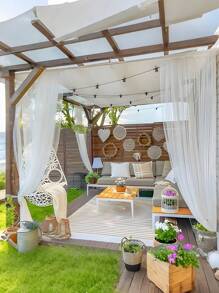 4/2/1 pieza Cortinas de mosquitero de tul blanco para uso en exteriores, cortinas de tul traslúcido con bolsillos para varilla, transpirables y de altura ajustable, aptas para gazebos, patios, cabañas, jardines, porches, pasillos y balcones