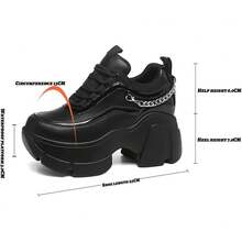 Women's Leather Wedge Casual Sneakers, Lace-Up Platform Sneakers, Anti-Slip Shock Absorbing High Heeled Fashion Sneakers