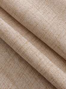 1pc Linen Texture Fringe Edge American Style Curtain, Semi-Sheer Privacy Curtain For Bedroom Window Privacy Blocking, Living Room Sheer Drape - Khaki - View 7