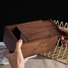 1 pezzo Scatola fazzoletti in noce per soggiorno, scatola in legno massello per fogli di carta, scatola da tavolo per contenimento, decorazione per casa, bagno, accessori cucina