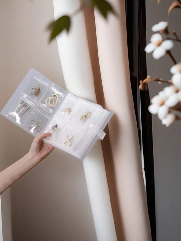 ‌Frosted Transparent Jewelry Organizer Book With 20 Sealed Anti-Tarnish Bags & 160 Grids - Dustproof Travel Storage For Rings/Earrings/Necklaces, Women's Compact Jewelry Gift Box (Portable & Visible Design) For Women Storage Organizer Travel Essentials Back To School Dormitory Storage