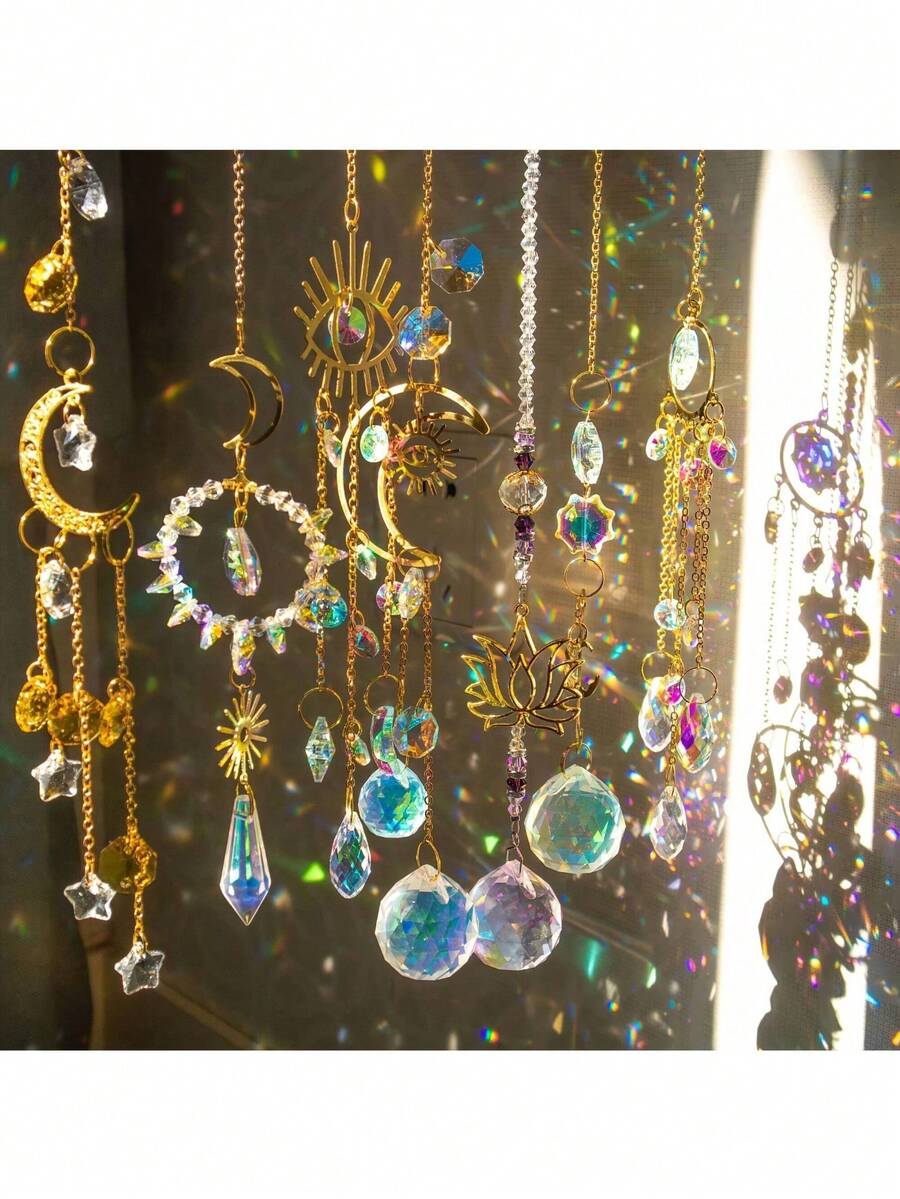 7 Pcs Crystal Suncatcher For Window Hanging Sun Catchers With Crystal Prisms Decor For Indoor Outdoor Home Party Wedding Decor Hanging Crystals For Decoration - Đầy màu sắc - Xem 1