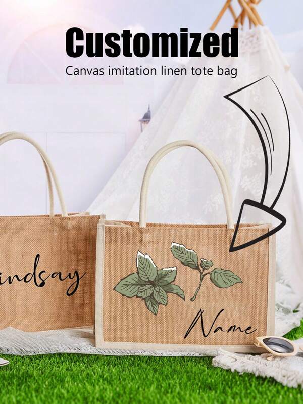 Bolsa de lona estilo vintage para el hombro, bolsa de lino sintético con protección UV, bolso de lino, bolsa de lona de lino, bolso para el almuerzo
