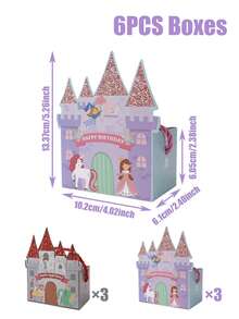 6pcs/Set Fairy Tale Castle Theme Birthday Wedding Gift Boxes & Bags, Fairy Tale Castle Pattern Birthday Gift Boxes, Birthday Wedding Gift Packaging Supplies, Wedding Gift Boxes Bags Candy Boxes, Birthday Gift Packaging Decor, Candy Boxes, Baby Shower Party Decor, Party Favors, Birthday Gifts - Birthday Castle - View 4
