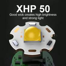Lanterna Holofote de Longo Alcance XHP50, Bateria de Alta Capacidade de Lítio, Iluminação Multiuso de Longa Duração, Lanterna Portátil para Uso Externo, Caminhada, Patrulha, Trabalho, Carcaça em Resina ABS, LED Pequeno, Acessórios para Camping
