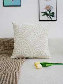 1pc American Style Exquisite Embroidery Cushion Cover, Multiple Sizes Without Pillow Core, Suitable For Multiple Room Types - Beige - View 9