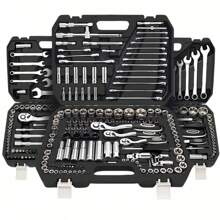 46-Piece, 1/4" Drive Socket Ratchet Wrench Set, Drill Bits, Metric And Extension Bars, For Car Repair