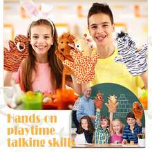 12 Pcs Hand Puppet Zoo Animal Plush Puppets Cute Animal Hand Puppets Plush Pretend Toys Educational Toys With Tiger Lion Bear Leopard Design For Telling Story Teaching Role Play(Cute)