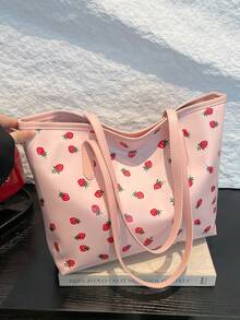 Cute & Elegant Printed One Shoulder Tote Bag, Fashionable Large Capacity Reusable Shopping Bag, Unique Design - Multicolor - View 16