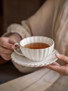 1 Set European Vintage Ceramic Coffee Cup & Saucer, High-Aesthetic Petal-Shaped Mug & Butterfly, Afternoon Tea Set, Beautiful & Practical, Cups & Saucers Can Be Used As Storage Trays, Suitable For Brewing Coffee, Making Tea, Daily Use, Coffee Shop And More Scenarios Back To School