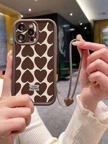 1 pieza Funda de teléfono a prueba de golpes con diseño de amor y microperforaciones, color marrón café, compatible con Apple 11 Pro Max/12 Pro Max/13 Pro Max/14 Pro Max/15 Pro Max/16 Plus/16 Pro Max, compatible con Galaxy A55/A15/S24 Ultra, compatible con Redmi, compatible con OPPO/compatible con Realme, compatible con VIVO, compatible con Infinix, compatible con Honor, One Plus, versión internacional, no la versión nacional - Marrón - Ver 3