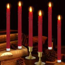 24 Pack Red Flameless Taper Candles In Candleholders With Remote Timer , LED Candlesticks Flickering, Battery Operated Candles, 10.6 Inches For Home Christmas Wedding Celebration Decor  Halloween Home Decoration - 紅色 - 查看 2