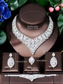 1 set vintage de luxe comprenant collier, boucles d'oreilles et accessoires avec strass, convenant pour des événements, des fêtes, des mariages, des rassemblements