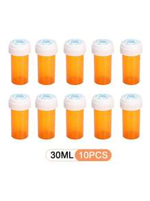 A Set Of 10PCS/5PCS/2PCS/1PC Multi-Purpose Drug Dispensing Bottles With Lids, Yellow, Sealed And Moisture-Proof, 50/30ml Capacity Circular Press Cap Capsule Bottles, Suitable For Storing Capsules, Tablets, Vitamins, And Candies, Suitable For Travel Packaging , Or Home Use